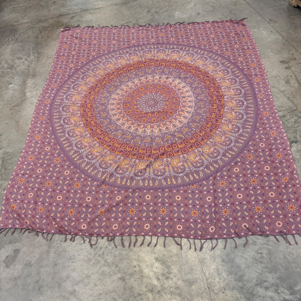 Urban Outfitters UO Home Purple Mandala Cotton Tapestry Wall Hanging 96x84 Boho